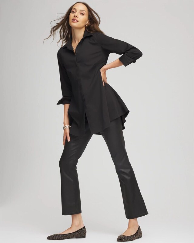 Coated Girlfriend Cropped Flared Jeans - image 2
